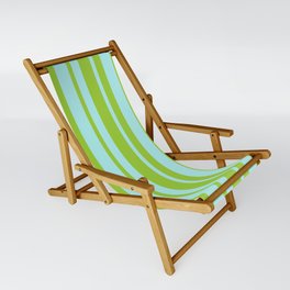 [ Thumbnail: Green and Turquoise Colored Stripes Pattern Sling Chair ]