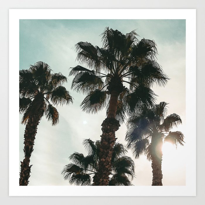 Palm Tree Art Print {1 of 3} | Teal Pastels Topical Beach Plant Nature Vacation Sun Vibes Artwork Art Print