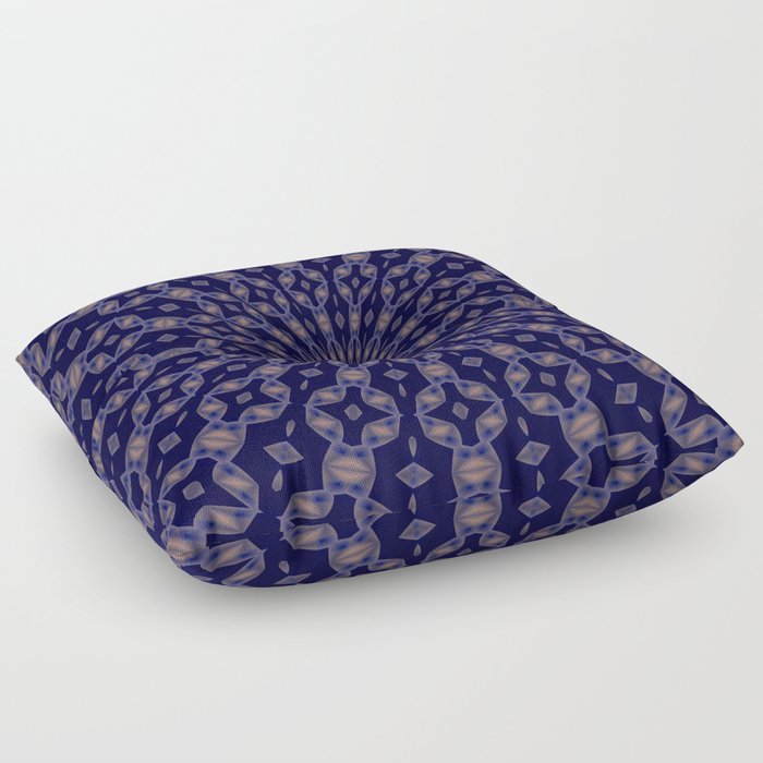 Radial Pattern In Blue and Pale Peach Floor Pillow