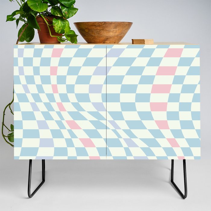 Warp pastel blue checked Credenza