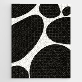 Black and White Organic Shapes Abstract 1 Jigsaw Puzzle