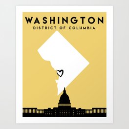 WASHINGTON DC LOVE CITY SILHOUETTE SKYLINE ART Art Print