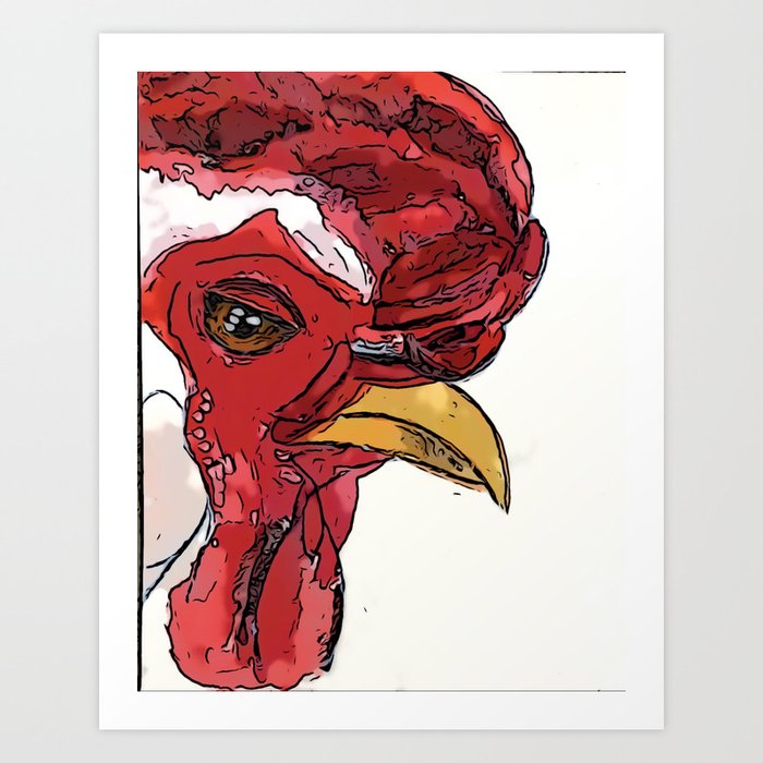 Pensive chicken Art Print