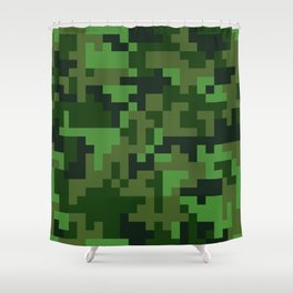 Green Jungle Army Camo pattern Shower Curtain