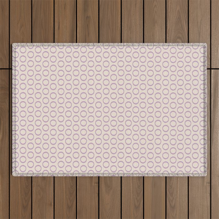 Inky Dots Minimalist Pattern in Cream and Light Lilac Lavender Purple Outdoor Rug