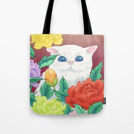 Minhwa: Cat in the Peony Bush E Type Tote Bag