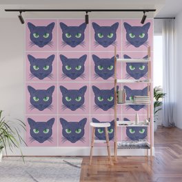 Retro Modern Periwinkle Cats Pink Wall Mural