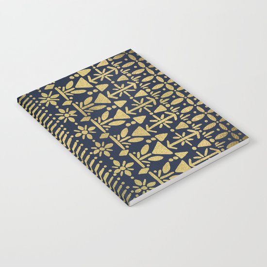 Norwegian Pattern – Gold on Navy Notebook