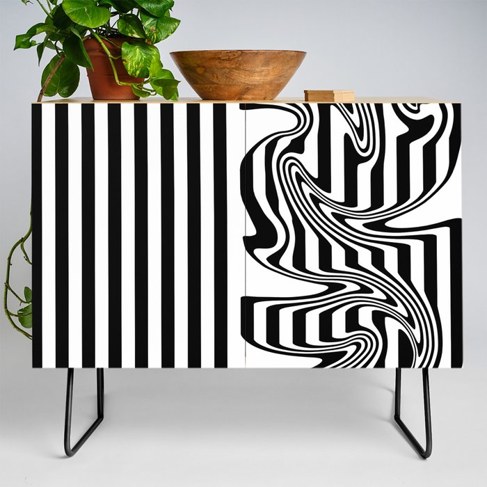 Stripes and Swirls - Black and White Credenza