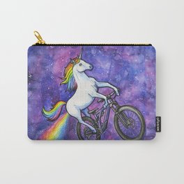 Rainbow Unicorn in Space on Bike Carry-All Pouch | Ink, Funny, Rainbowunicorn, Nebula, Watercolorgalaxy, Bikingunicorn, Unicornonbike, Mountainbike, Funnyunicornart, Watercolor 
