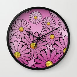 Pink gerbera daisy flowers Wall Clock