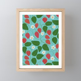 Strawberries forever pattern Framed Mini Art Print