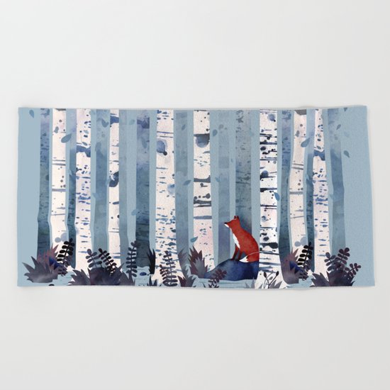 The Birches (in Blue) Beach Towel