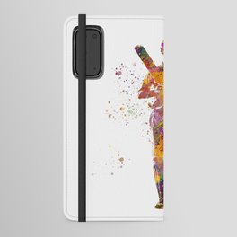Cricket player in watercolor Android Wallet Case