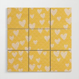 Love Hearts Yellow  Wood Wall Art