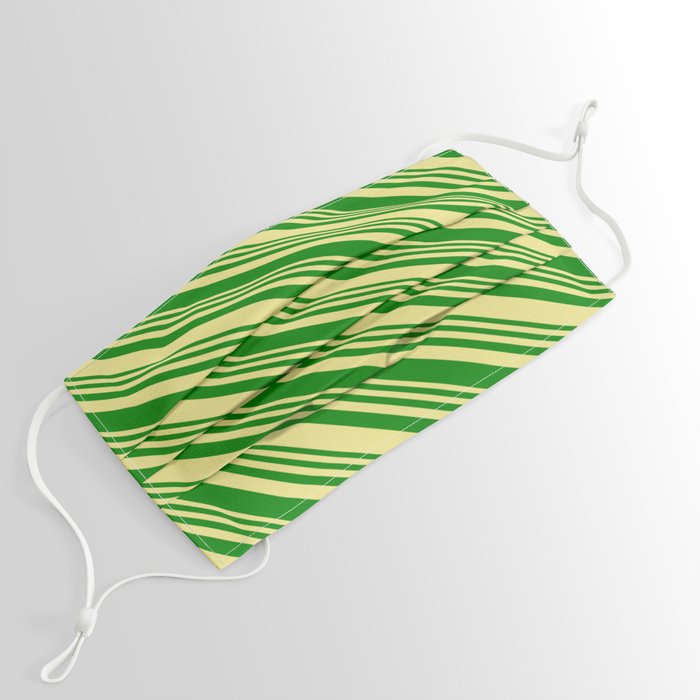 Green & Tan Colored Stripes Pattern Face Mask