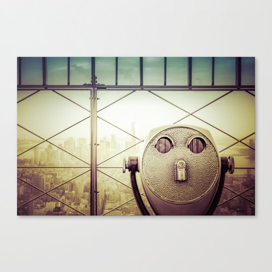 New York City Skyline Tourist Binoculars Canvas Print