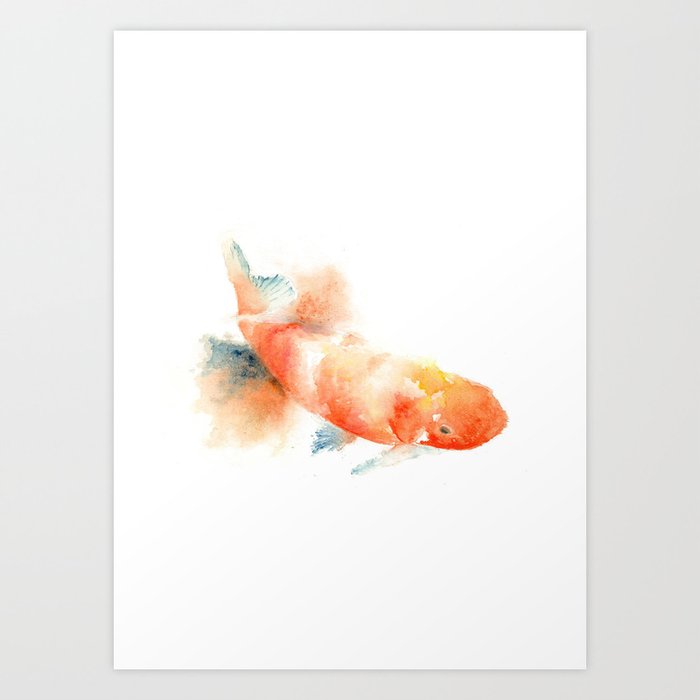 Koi Fish Watercolor Painting Art Print