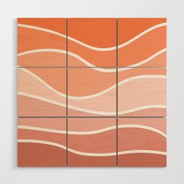 Colorful retro style waves - pink and orange Wood Wall Art