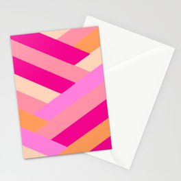 Bright Pink and Orange Line Pattern  Stationery Card