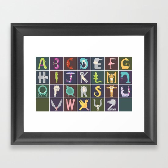 Horizontal Animal Alphabet (Complete Poster) Framed Art Print