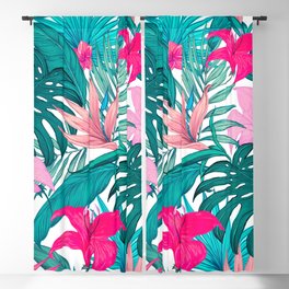 Beautiful Tropical Leaves and Flowers Blackout Curtain