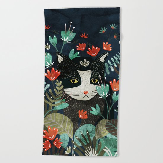 Curious Cat Beach Towel
