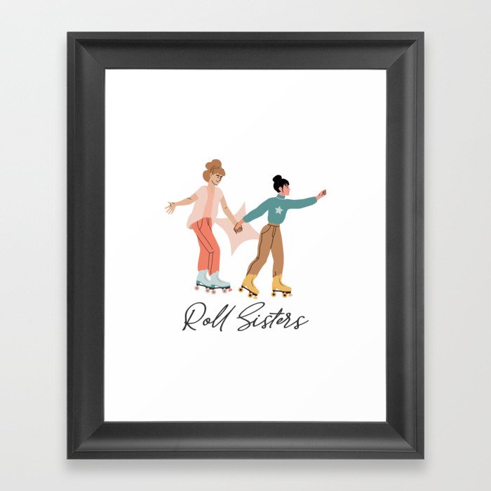 Roll Sisters Soul Sister Rollerblades Roller Skating Sister Best Friend Design Framed Art Print