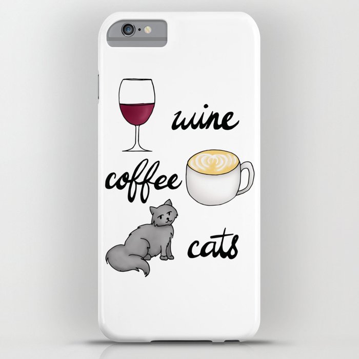 wine coffee cats iphone case