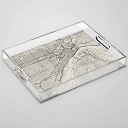 USA Saint Paul City Map Drawing - Black and White Aesthetic Acrylic Tray