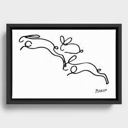 Picasso - Rabbits Line Drawing, Animals Sketch Framed Canvas
