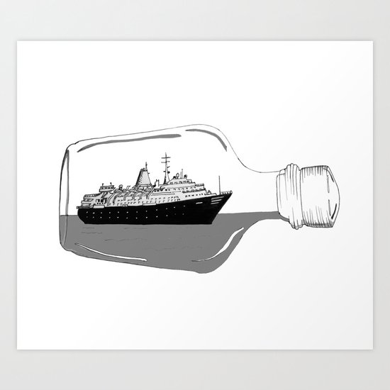 ship in a bottle Art Print
