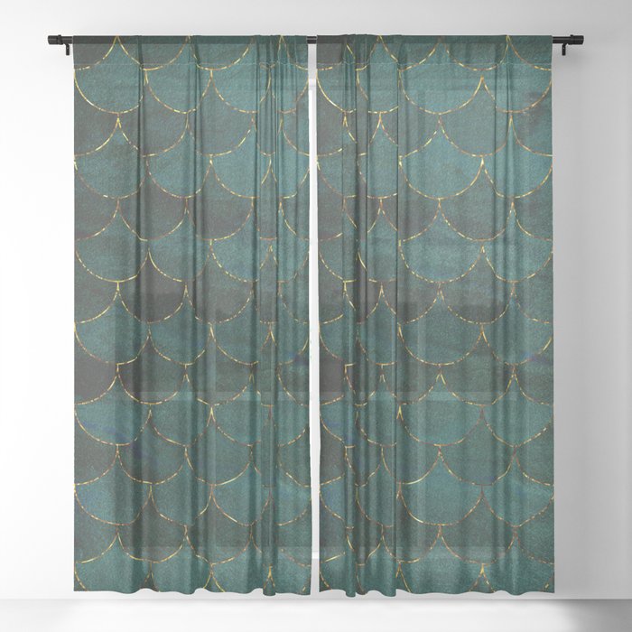 Mermaid Scales Pattern Sheer Curtain