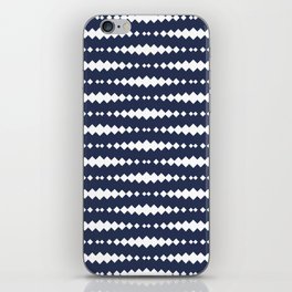 Navy Blue and White Geometric Horizontal Striped Pattern iPhone Skin