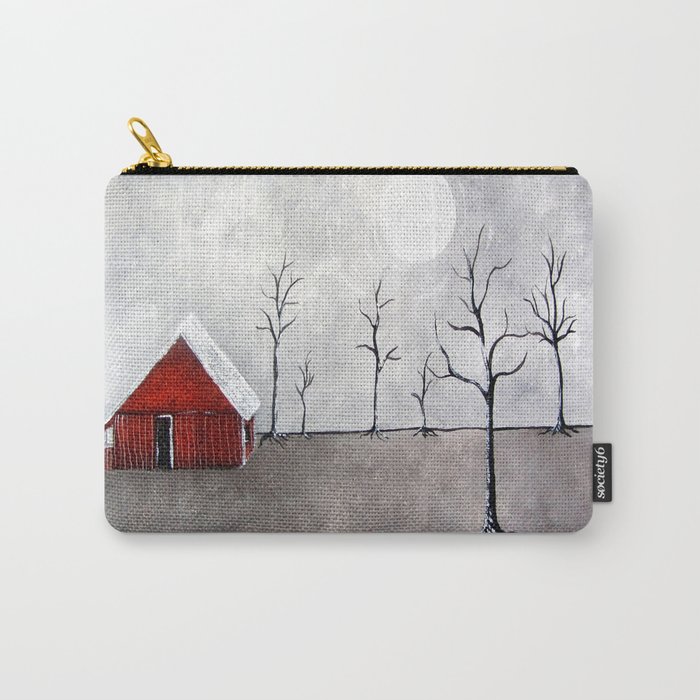 Red Barn Painting Barns Trees Nature Landscape Art Serene Lonely