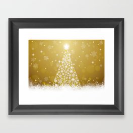 Gold Snowflakes Sparkling Christmas Tree Framed Art Print
