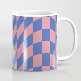 Blue & Pink Warped Checkerboard Pattern Mug