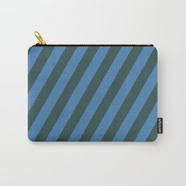 [ Thumbnail: Dark Slate Gray and Blue Colored Striped/Lined Pattern Carry-All Pouch ]