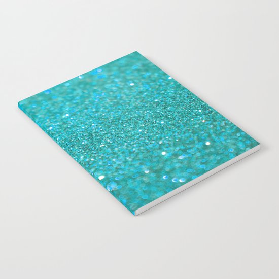 Bright Turquoise Glitter Notebook