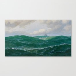 Vintage Ocean Oil Painting with Ship and Waves Canvas Print