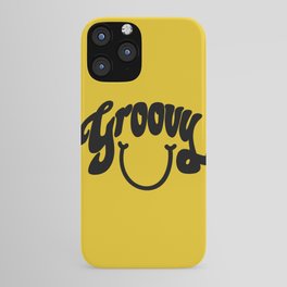 Groovy Smile // Black Smiley Face Fun Retro 70s Hippie Vibes Mustard Yellow Lettering Typography Art iPhone Case | Psychedelic Photo Ca, Curated, Wording Quotes Dye, Love Free Peace 70S, Colorful Trippy Van, Vintage Living Life, Chill Vibes Cool Tie, Typography Awesome, Color Yellow Dark, Surfing Surfer Sweet 