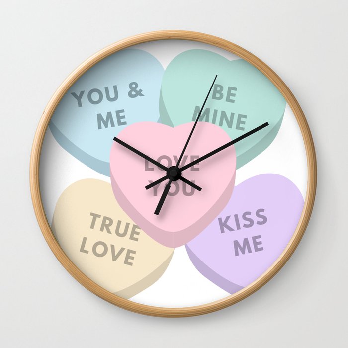 Valentines Day Candy Hearts Shirt Gifts Wall Clock