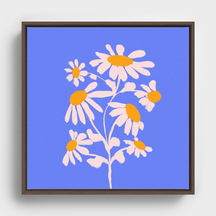 Retro very peri daisies  Framed Canvas