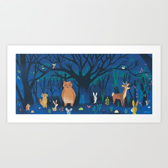 Forest At Night Art Print