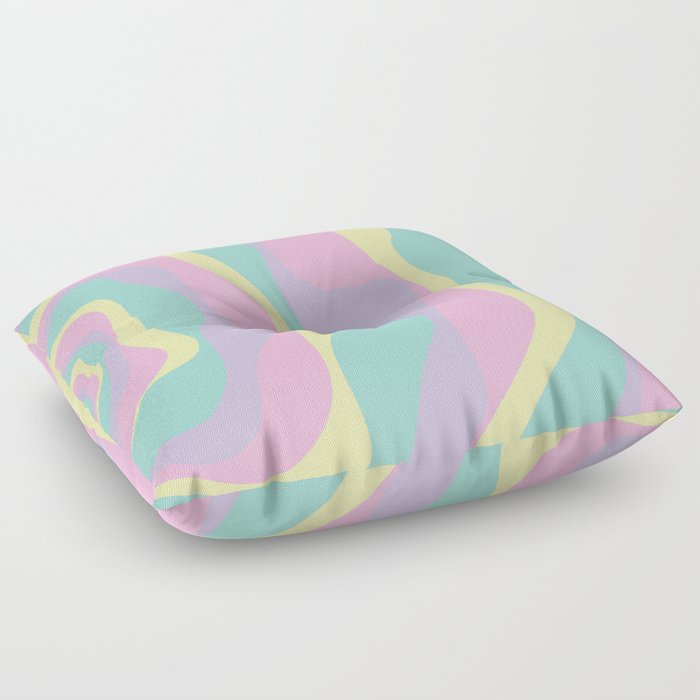 Ebb and Flow 4 - Pastel Pink, Yellow, Purple and Green Floor Pillow