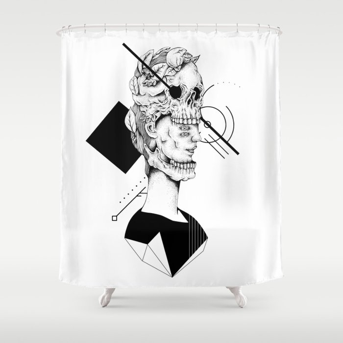 Skull and Woman 02 Shower Curtain