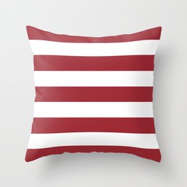 Japanese carmine - solid color - white stripes pattern Throw Pillow