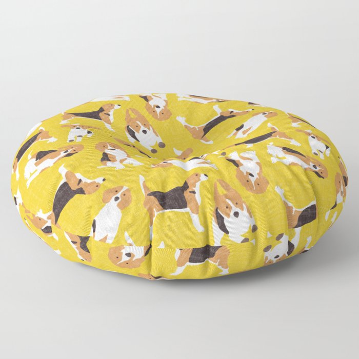 beagle scatter yellow Floor Pillow