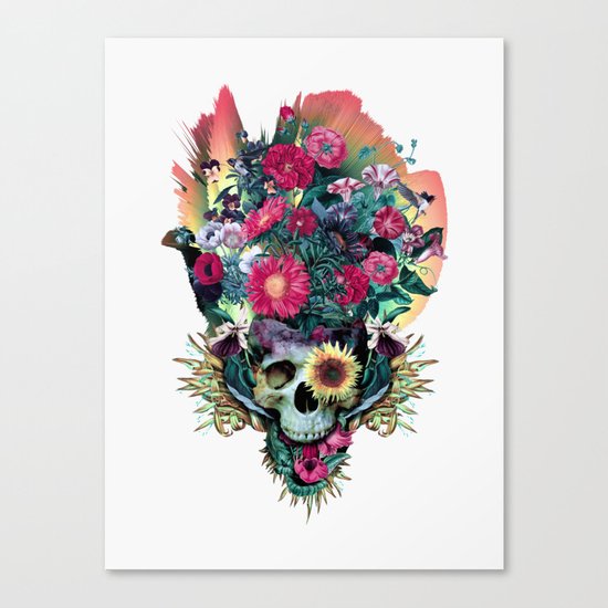 Floral Skull Vivid V Canvas Print