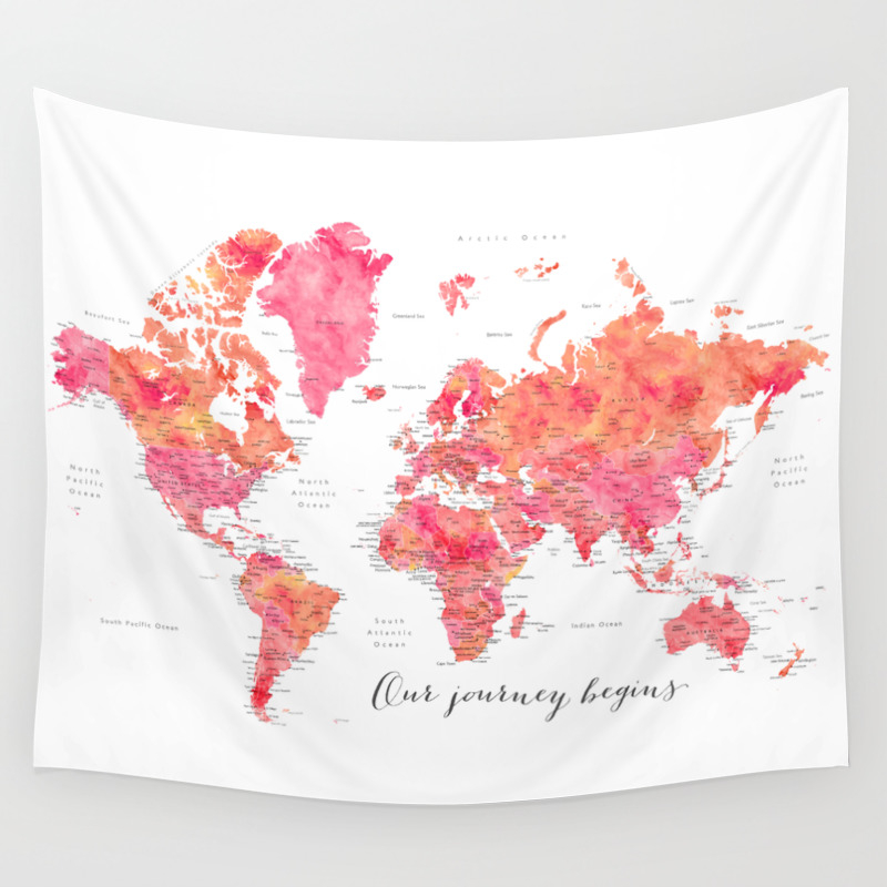 Our Journey Begins World Map For Diy Push Pin Tatiana Wall Our Journey Begins World Map For Diy Push Pin Tatiana Wall Tapestry